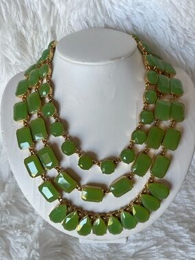 kate spade Green Layered Faceted Statement Necklace